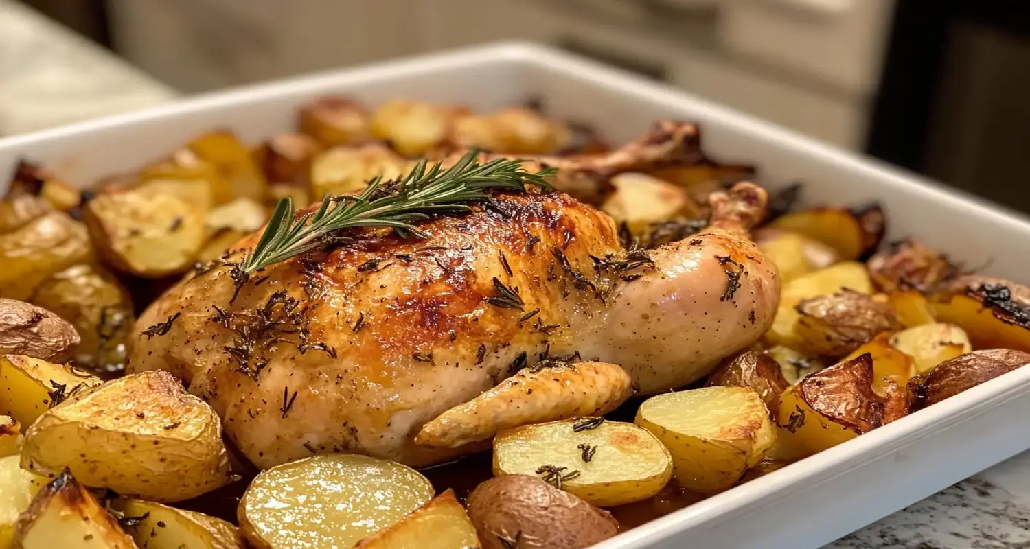 A perfectly roasted chicken with golden, crispy skin, bursting with flavor from fresh rosemary! Serve with roasted potatoes for the ultimate comfort meal. 