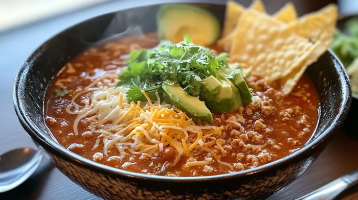 Bowl of Ground Chicken Chili