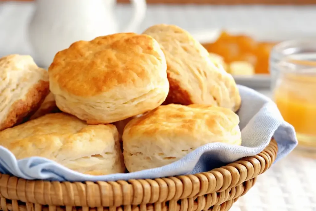 A warm basket of golden homemade Popeyes biscuits