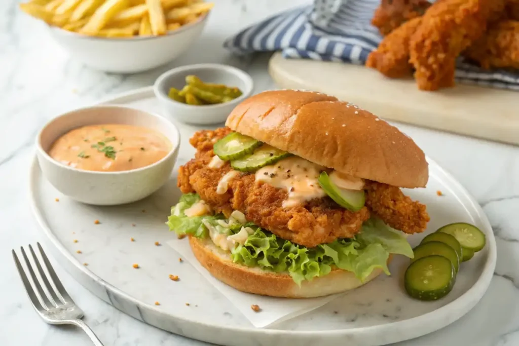 Crispy spicy chicken sandwich