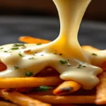 Crispy French fries topped with melted cheese